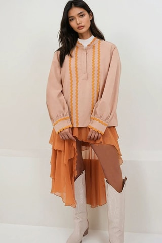 Blouse - Beige et orange