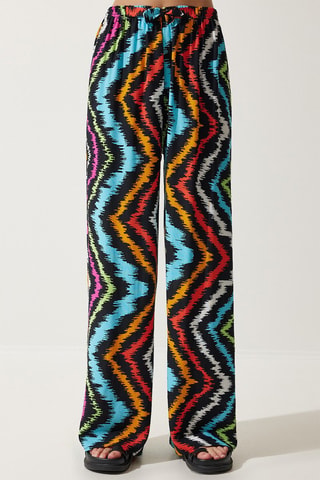 Pantalon palazzo - Noir et bleu