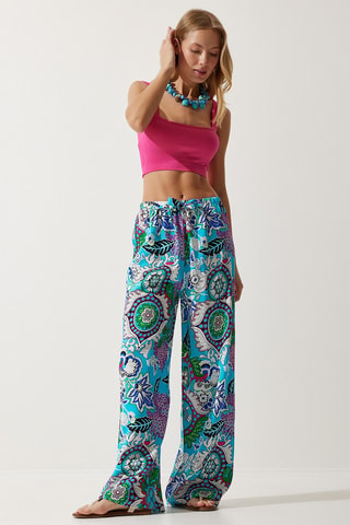 Pantalon palazzo - Bleu