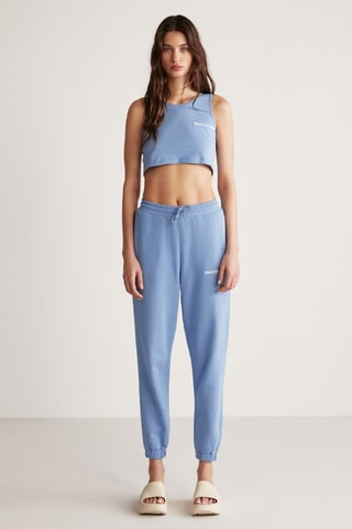 Jogging relaxed fit taille haute - Bleu