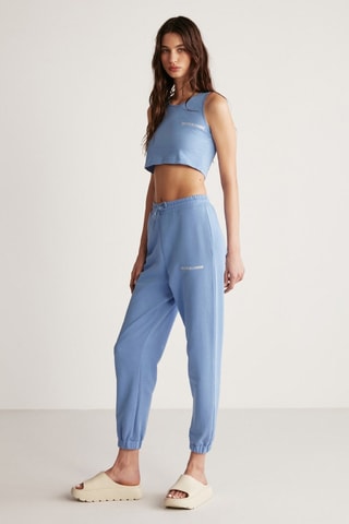 Jogging relaxed fit taille haute - Bleu