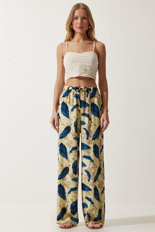 Pantalon relaxed - Noir, beige et bleu