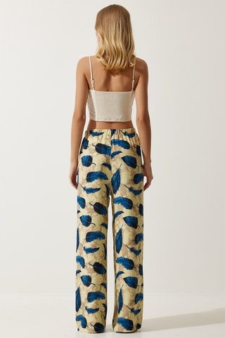 Pantalon relaxed - Noir, beige et bleu