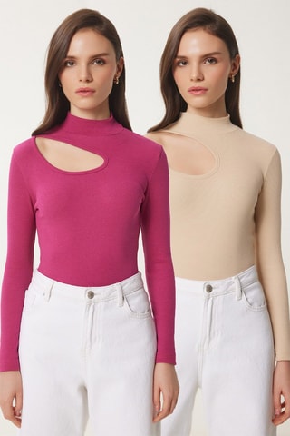 2 tops - Beige et rose