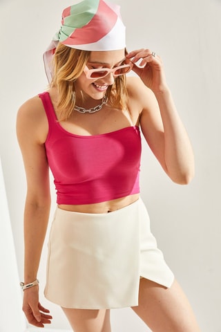 Crop top asymétrique - Rose