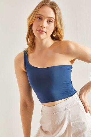 Crop top asymétrique - Bleu