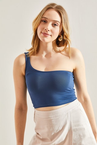 Crop top asymétrique - Bleu