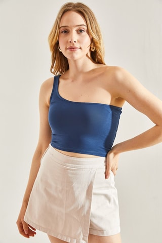 Crop top asymétrique - Bleu