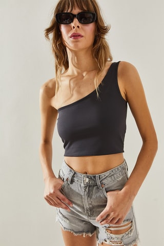 Crop top asymétrique - Gris