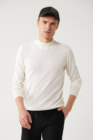 Pull regular en laine - Blanc