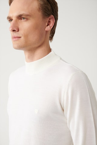 Pull regular en laine - Blanc