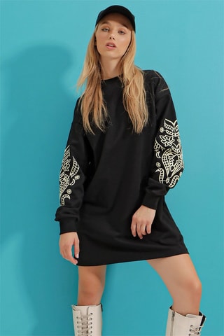 Robe sweat - Blanc et noir