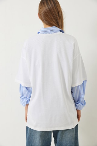 T-shirt - Blanc et bleu