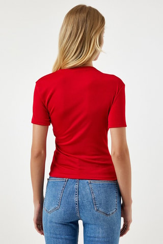 Top drapé - Rouge