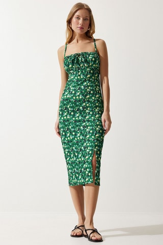 Robe droite - Jaune et vert