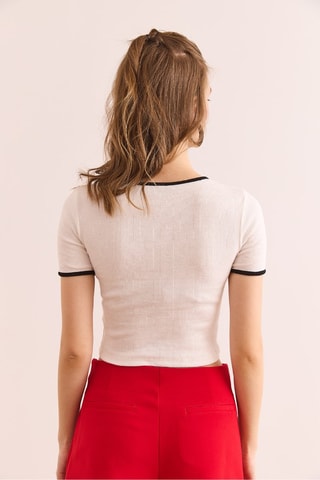 Crop top - Blanc, noir et rouge