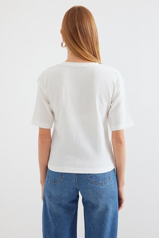 Top - Blanc, noir et bleu
