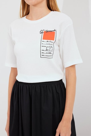Top - Blanc et orange