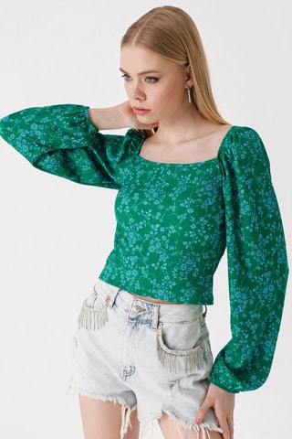 Blouse - Bleu et vert