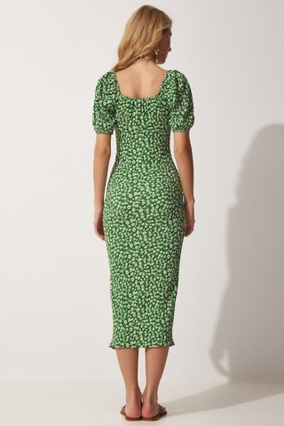 Robe fourreau - Blanc et vert