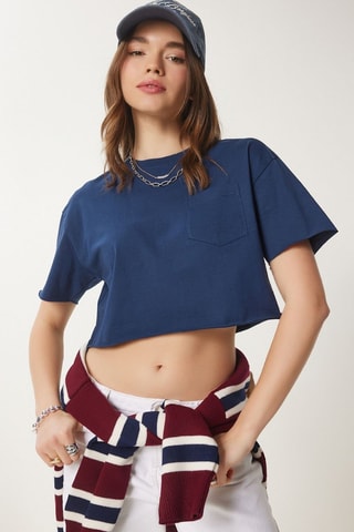 T-shirt cropped - Bleu