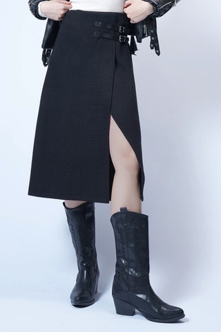 Jupe portefeuille taille haute - Noir
