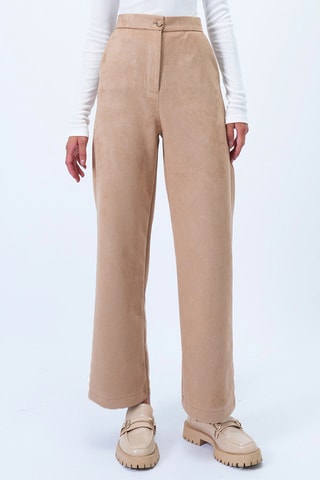 Pantalon palazzo taille haute - Beige
