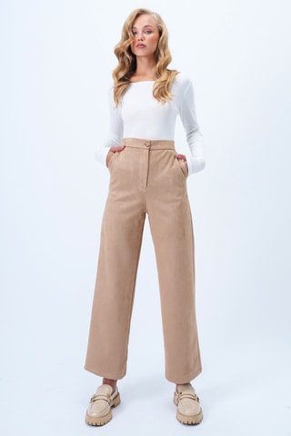 Pantalon palazzo taille haute - Beige