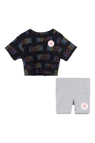 T-shirt et short - Noir, bleu et rose