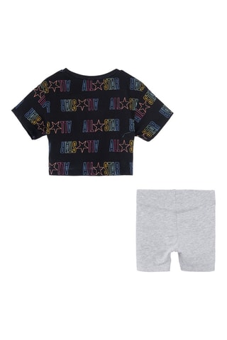 T-shirt et short - Noir, bleu et rose