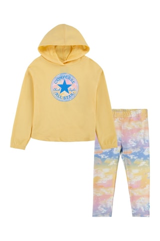 Sweat à capuche - Bleu, jaune et rose