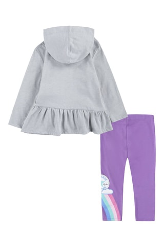 Sweat à capuche et legging - Bleu, rose et gris