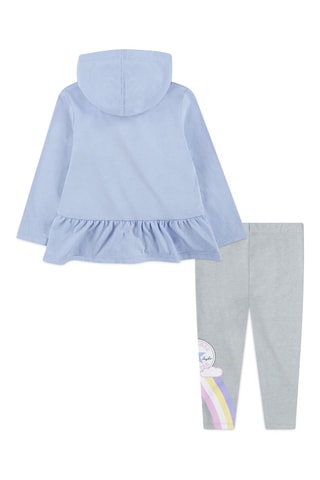 Sweat à capuche et legging - Bleu, rose et gris