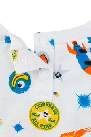 Barboteuse - Blanc, bleu et orange