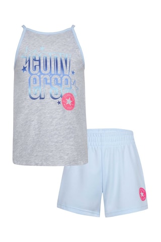 Débardeur et short - Bleu, rose et gris