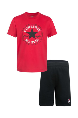 T-shirt et short - Blanc, noir et rouge