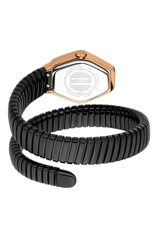 Montre à quartz en acier - Noir et doré rose