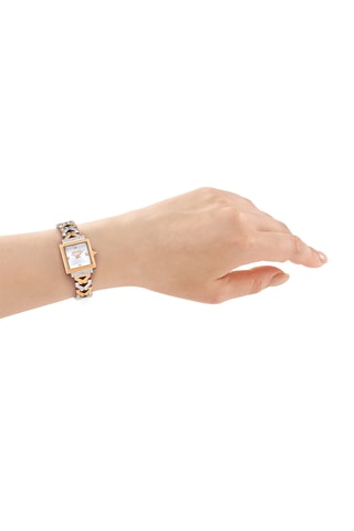 Montre à quartz en acier - Argenté et doré rose