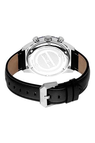 Montre à quartz en cuir - Chronographe - Noir et argenté