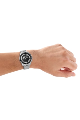 Montre à quartz en acier - Chronographe - Argenté