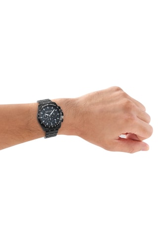 Montre à quartz en acier - Chronographe - Noir