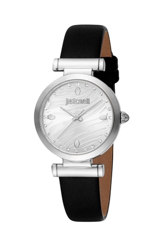 Montre à quartz en cuir - Noir et argenté
