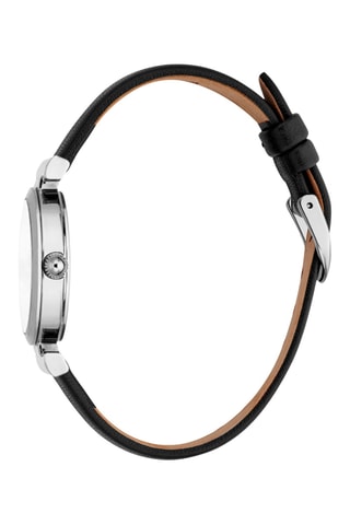 Montre à quartz en cuir - Noir et argenté