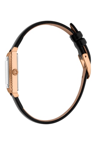 Montre à quartz en cuir - Noir et doré rose