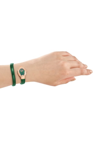 Montre à quartz en acier - Vert et doré rose