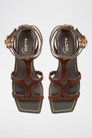 Spartiates en cuir de mouton nubuck Marisea - Marron foncé