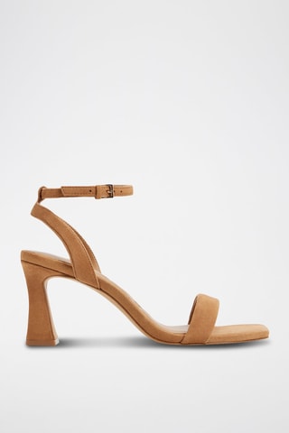 Sandales à talons en cuir de mouton nubuck Austorai - Marron clair