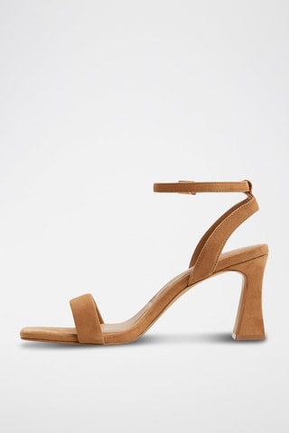 Sandales à talons en cuir de mouton nubuck Austorai - Marron clair