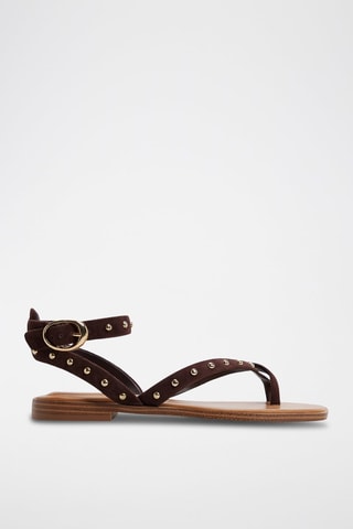 Sandales en cuir de mouton nubuck Daressi - Marron foncé