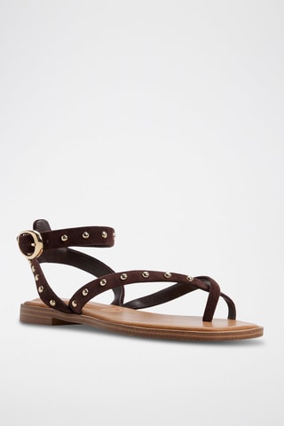 Sandales en cuir de mouton nubuck Daressi - Marron foncé